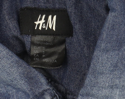 H&M Men's Blue Denim Shirt, Size S, Button-Up Casual