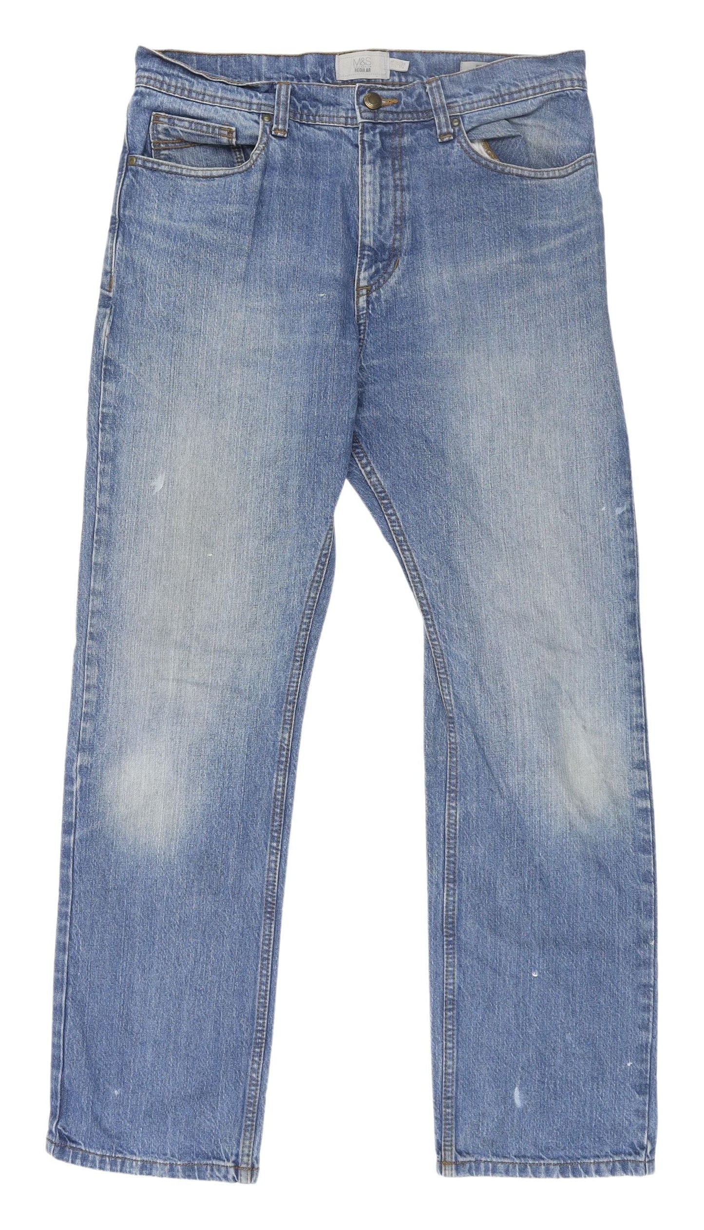 Marks and Spencer Men's Blue Straight Jeans Size L