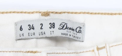 Denim Co. Women's Ivory Straight Jeans Size 6