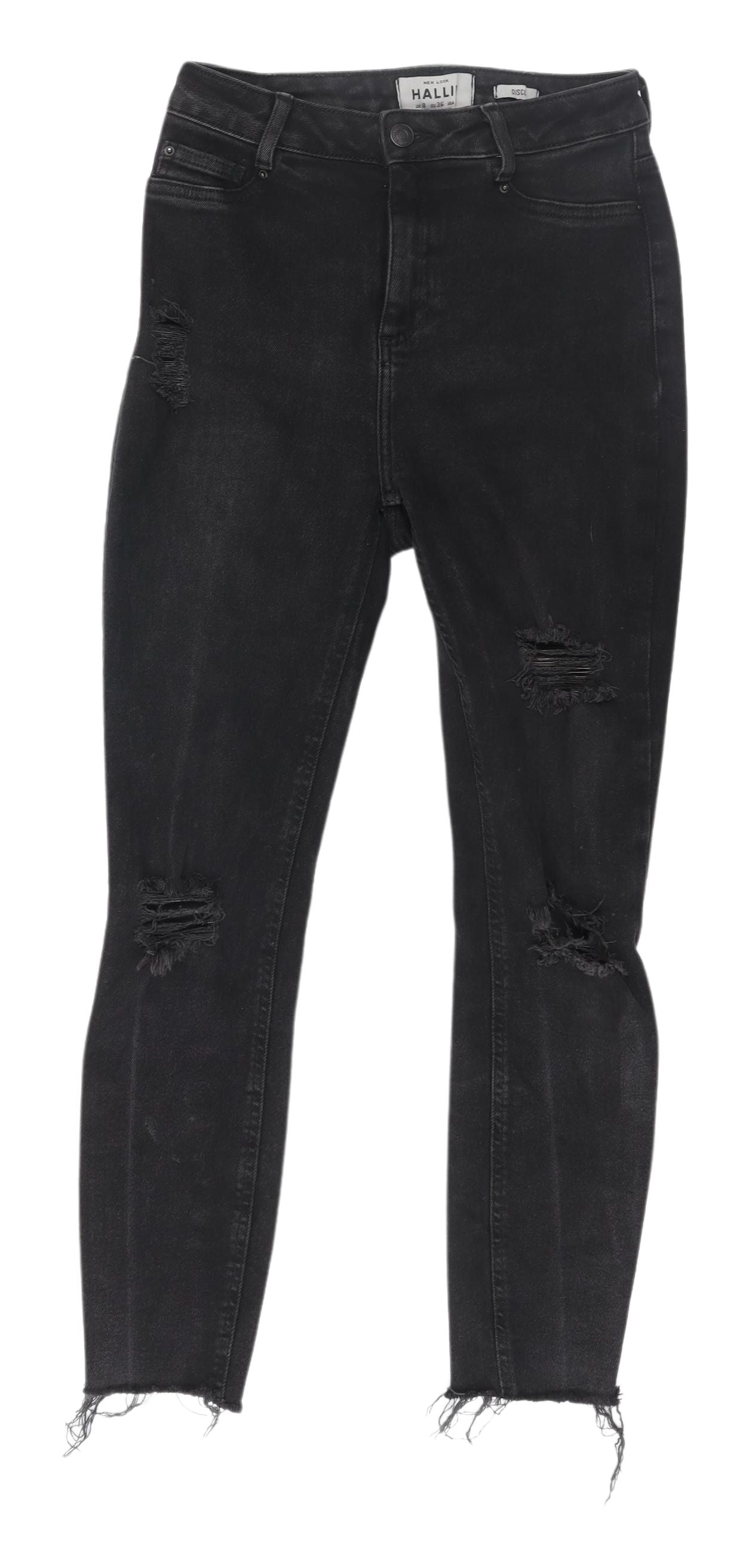 New Look Black Distressed Skinny Jeans, Size 8