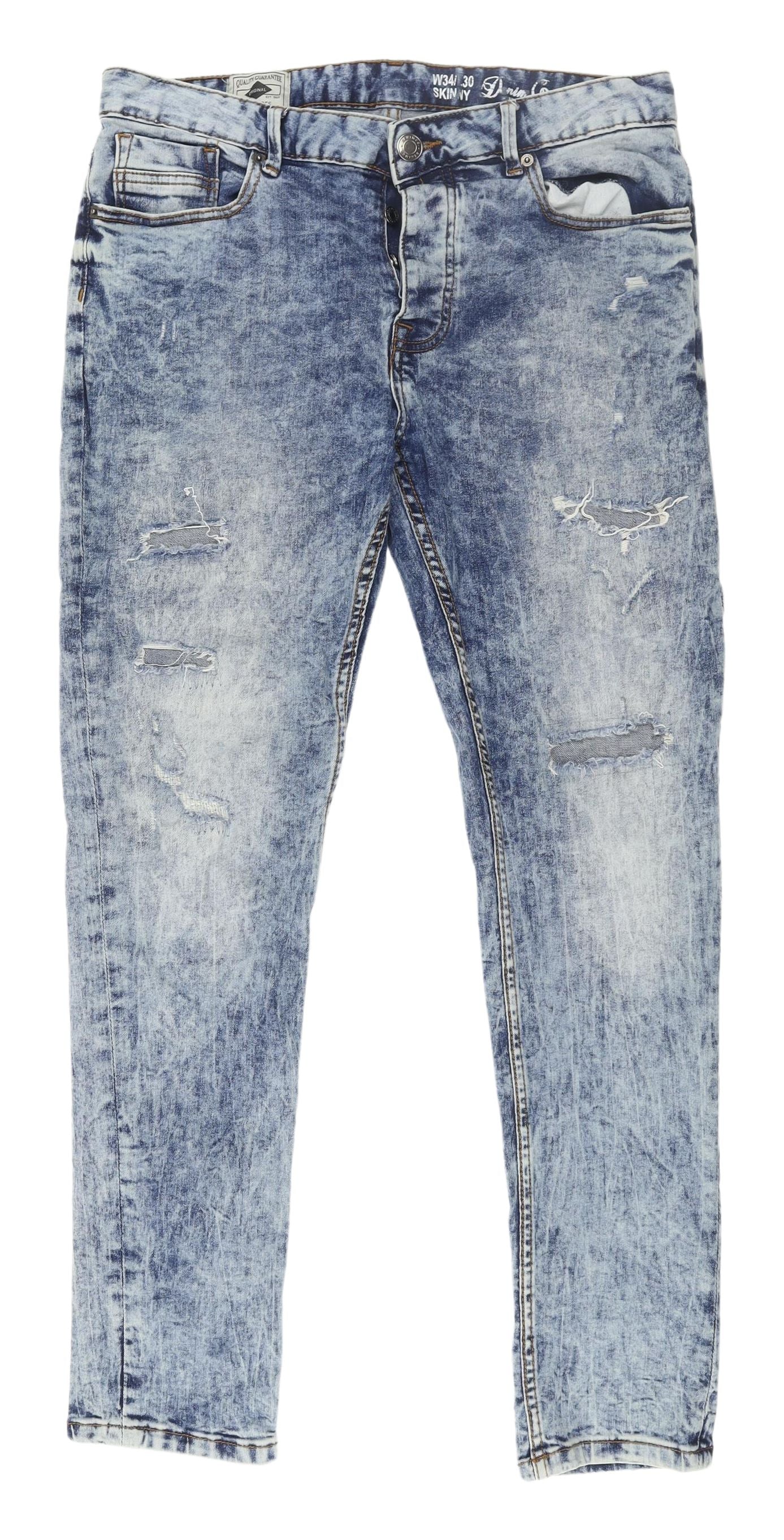 Denim Co. Men's Blue Skinny Jeans - Size 34