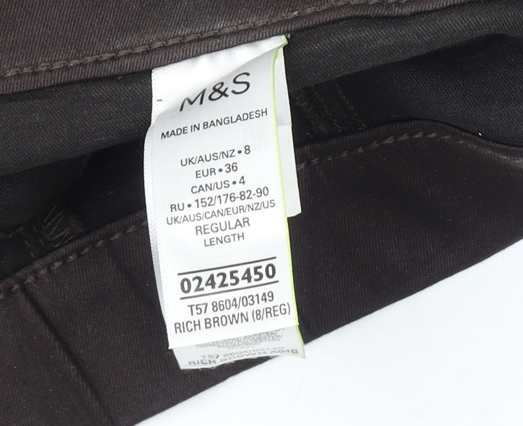 Womens UK Size 8 Marks and Spencer Regular Fit Ankle Brown Jeans