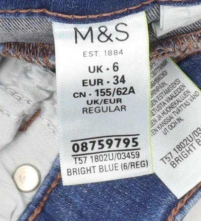 Womens UK Size 6 Marks and Spencer Regular Fit Skinny Blue Jeans