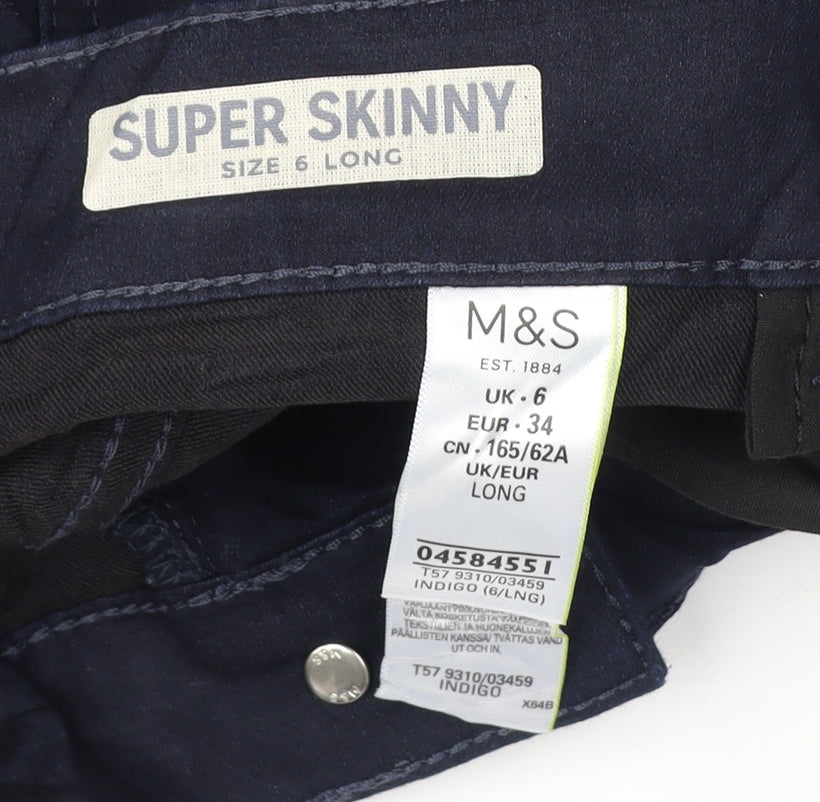 Womens UK Size 6 Marks and Spencer Slim Fit Skinny Blue Jeans
