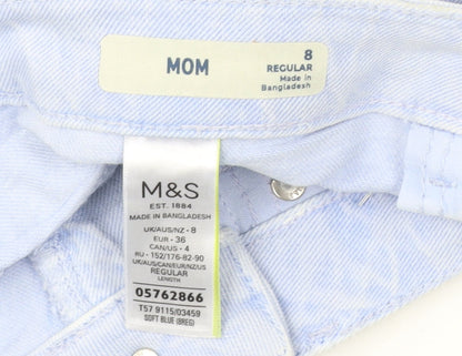 Womens UK Size 8 Marks and Spencer Regular Fit Mom Blue Jeans