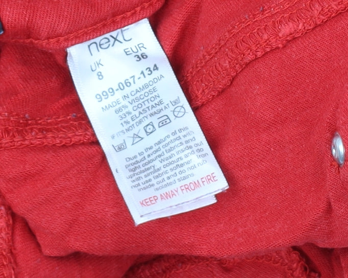 Next Women’s Red Jeans Size 8 with Button Closure