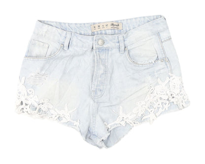 Denim Co. Women's Blue Embroidered Denim Shorts 10