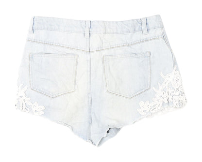 Denim Co. Women's Blue Embroidered Denim Shorts 10