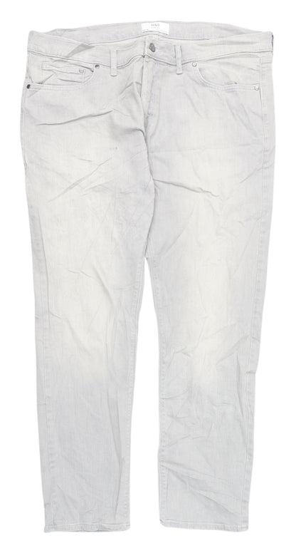 Marks and Spencer Men's Grey Straight Jeans, Size 40
