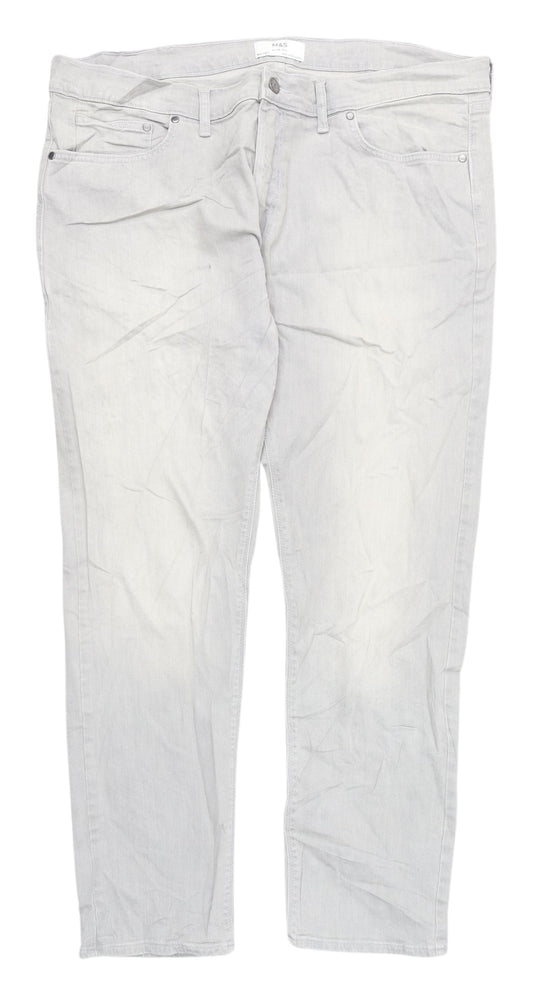 Marks and Spencer Men's Grey Straight Jeans, Size 40