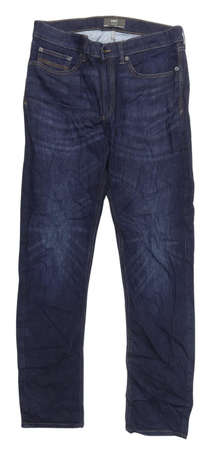 Marks and Spencer Men's Blue Slim Straight Jeans