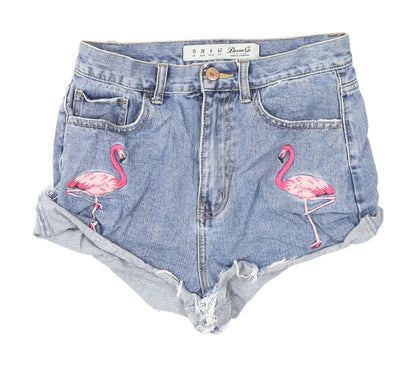 Denim Co. Women's Blue Embroidered Cut-Off Shorts
