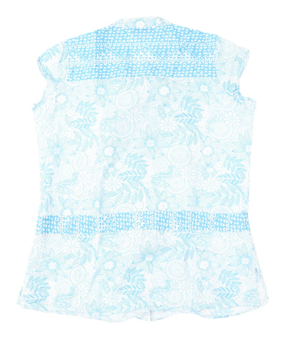 EWM Women's Blue Floral Sleeveless Blouse - Size 18