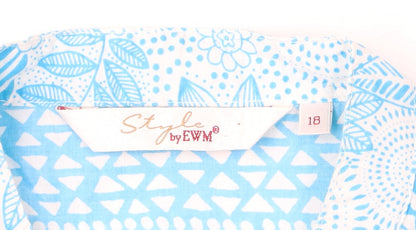 EWM Women's Blue Floral Sleeveless Blouse - Size 18