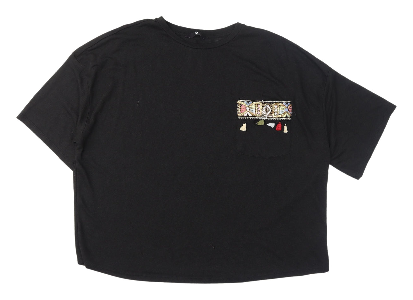 Very Women's Black Embroidered Pullover Jumper Size 20