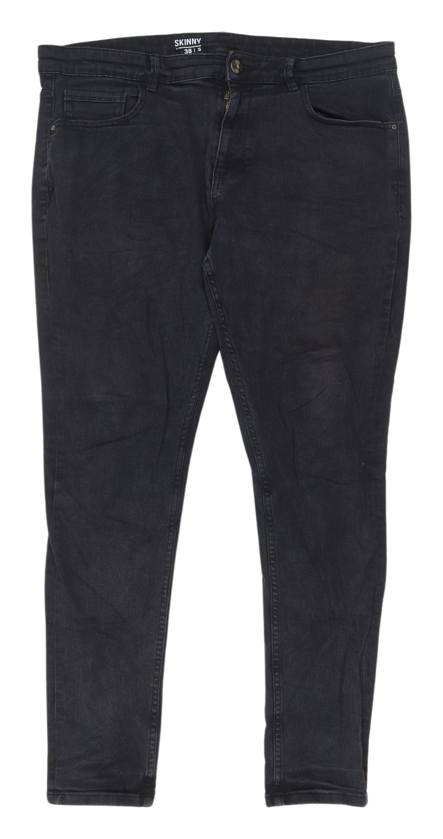 George Men's Black Skinny Jeans 38 Regular Fit