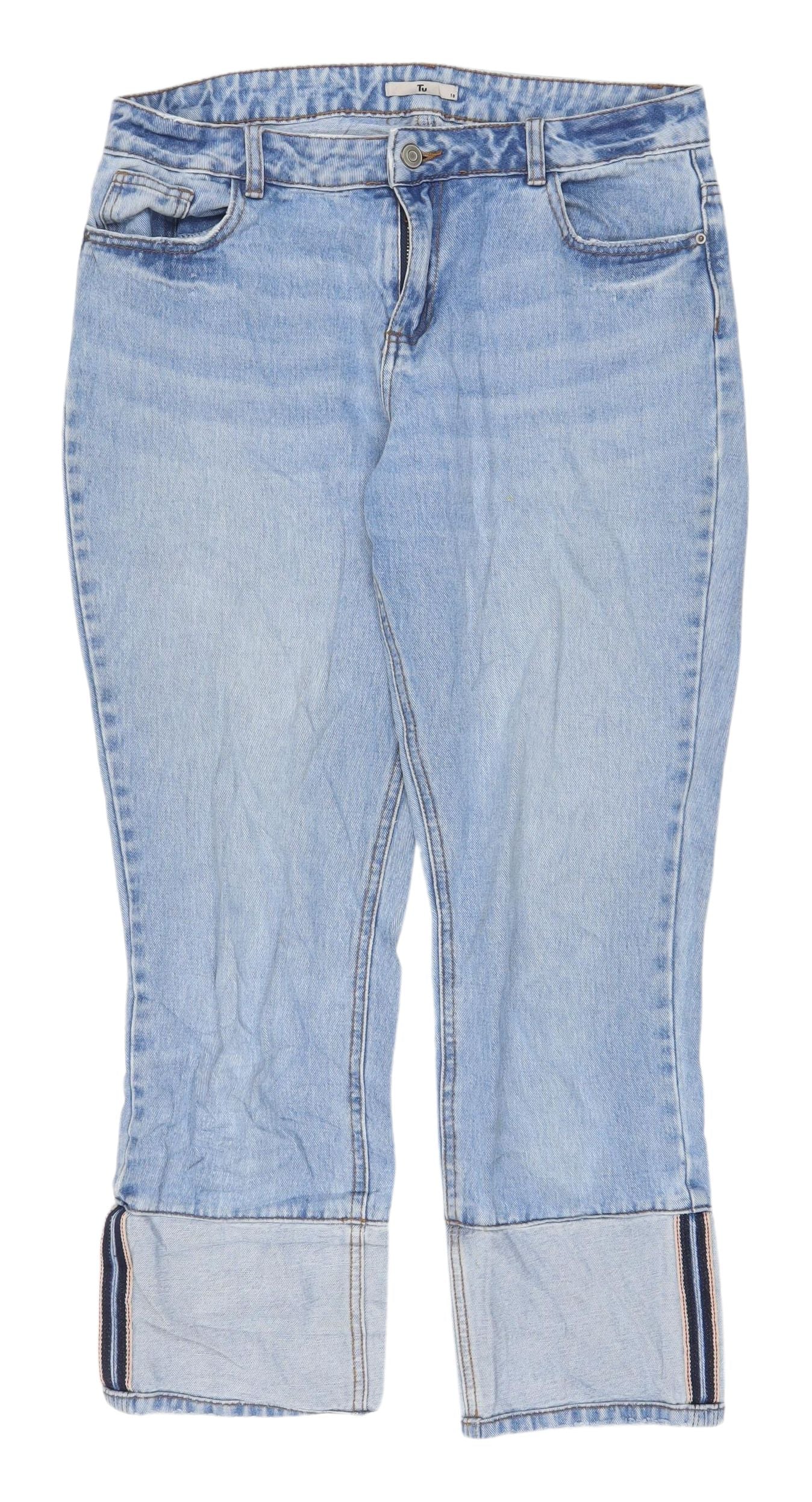 Tu Women's Blue Cropped Jeans, Size 10, Regular Fit