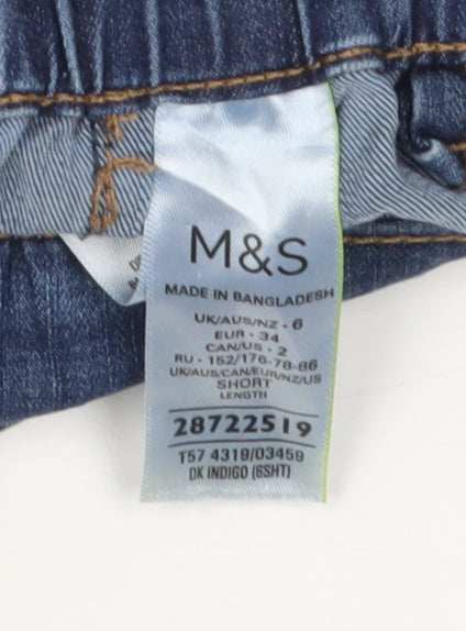 Womens UK Size 6 Marks and Spencer Regular Fit Cropped Blue Jeans