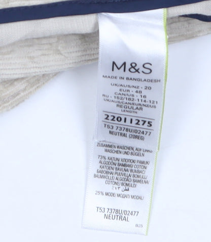 Womens UK Size 20 Marks and Spencer Relaxed Fit  Beige Trousers