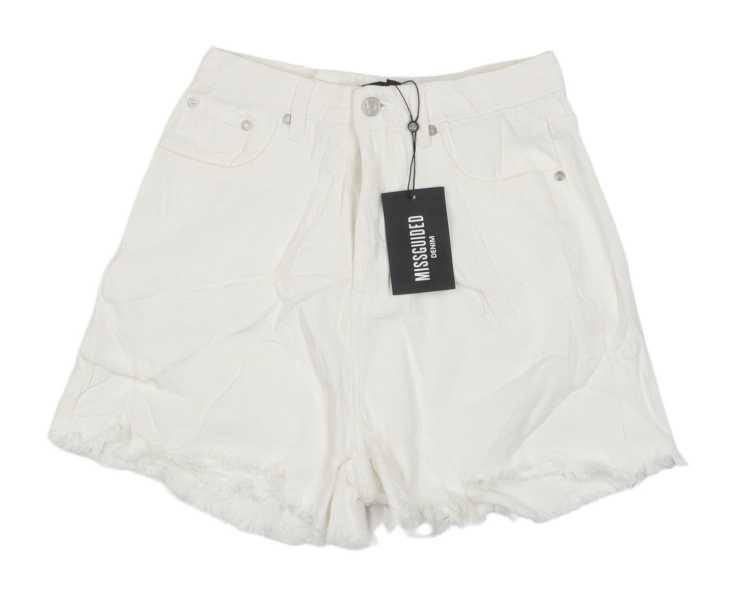 Missguided Women’s White Cut-Off Denim Shorts UK 10