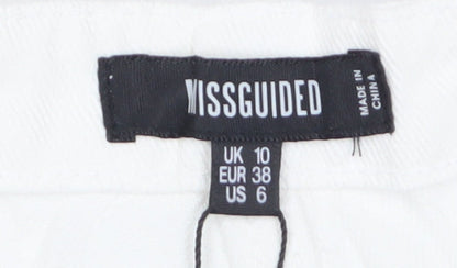 Missguided Women’s White Cut-Off Denim Shorts UK 10