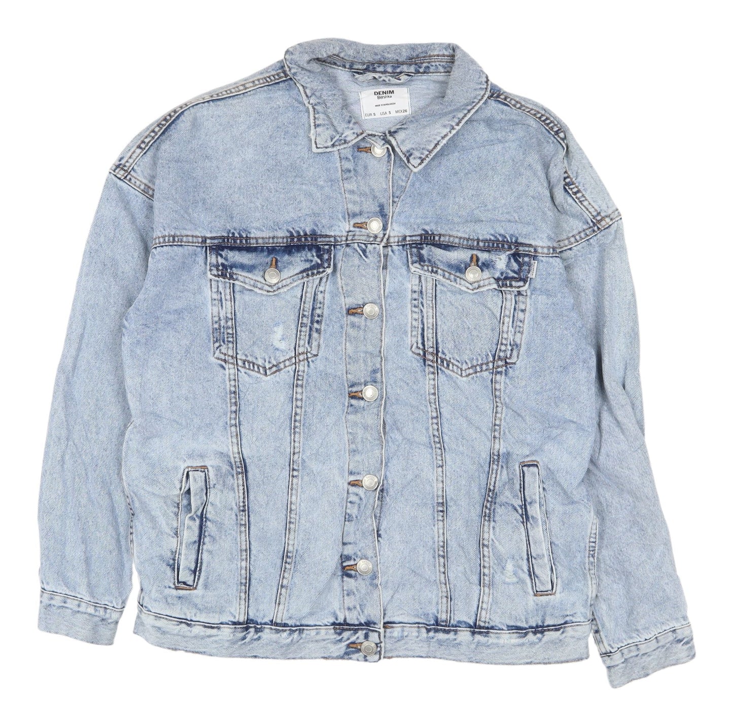 Womens UK Size S Bershka Blue Denim Jacket