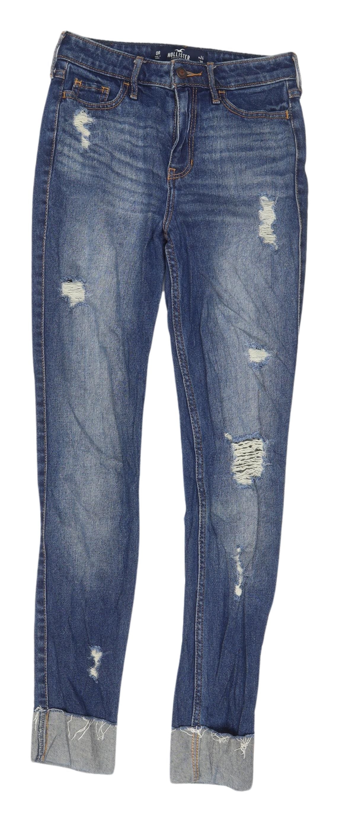 Hollister Women's Blue Boyfriend Distressed Jeans