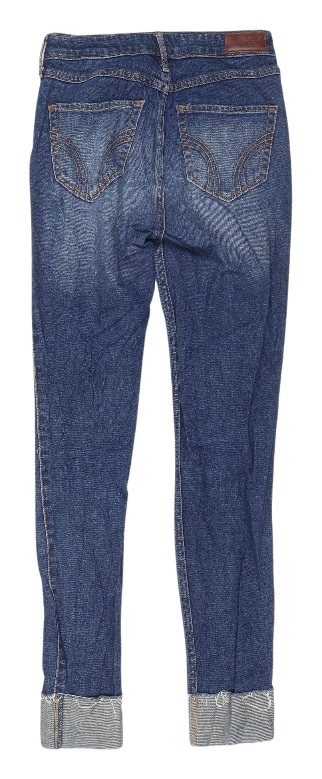 Hollister Women's Blue Boyfriend Distressed Jeans
