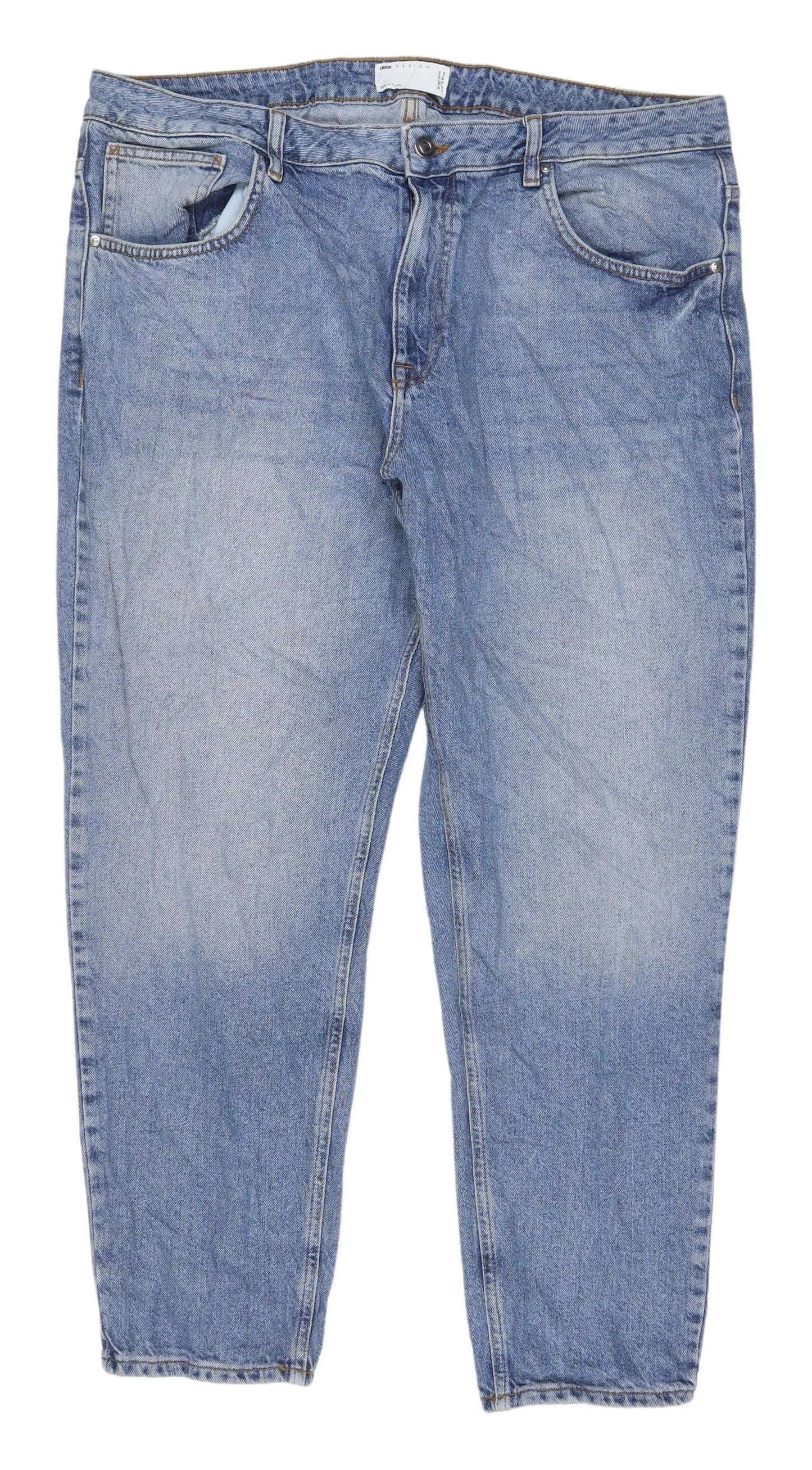 Womens UK Size W 38 in L 32 in ASOS Design Regular Fit Mom Blue Jeans