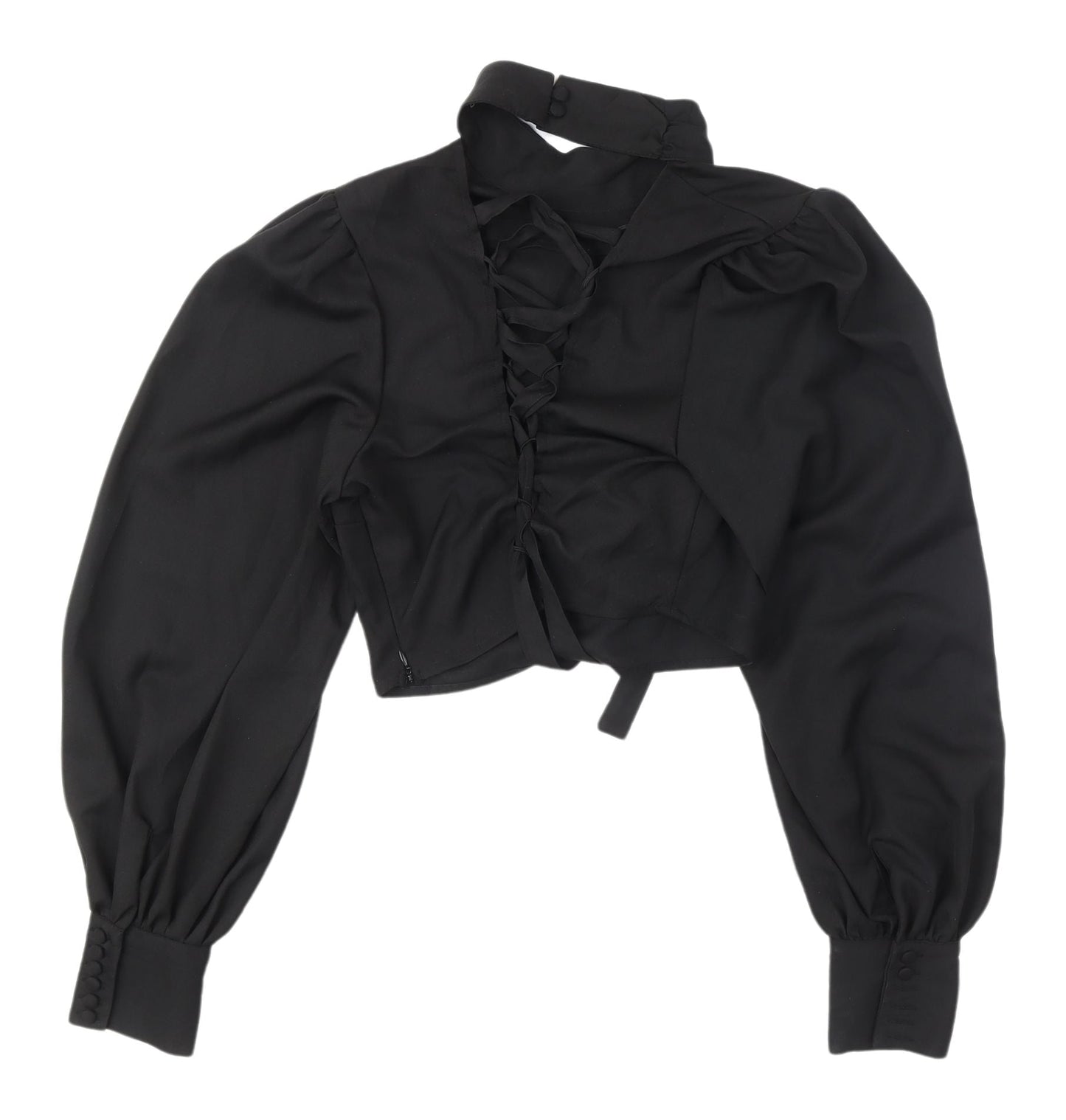 Womens UK Size 10 In the Style Black Cropped Blouse