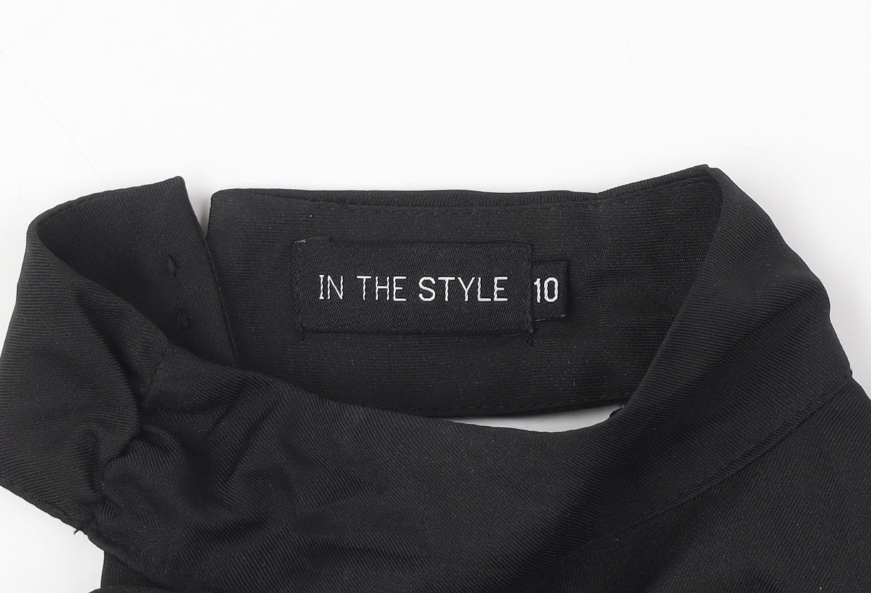 Womens UK Size 10 In the Style Black Cropped Blouse