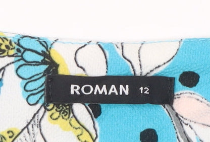 Womens UK Size 12 Roman Blue Tunic Blouse
