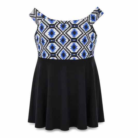 Front view of Lovedrobe Plus Aztec Fit & Flare Dress, size 22