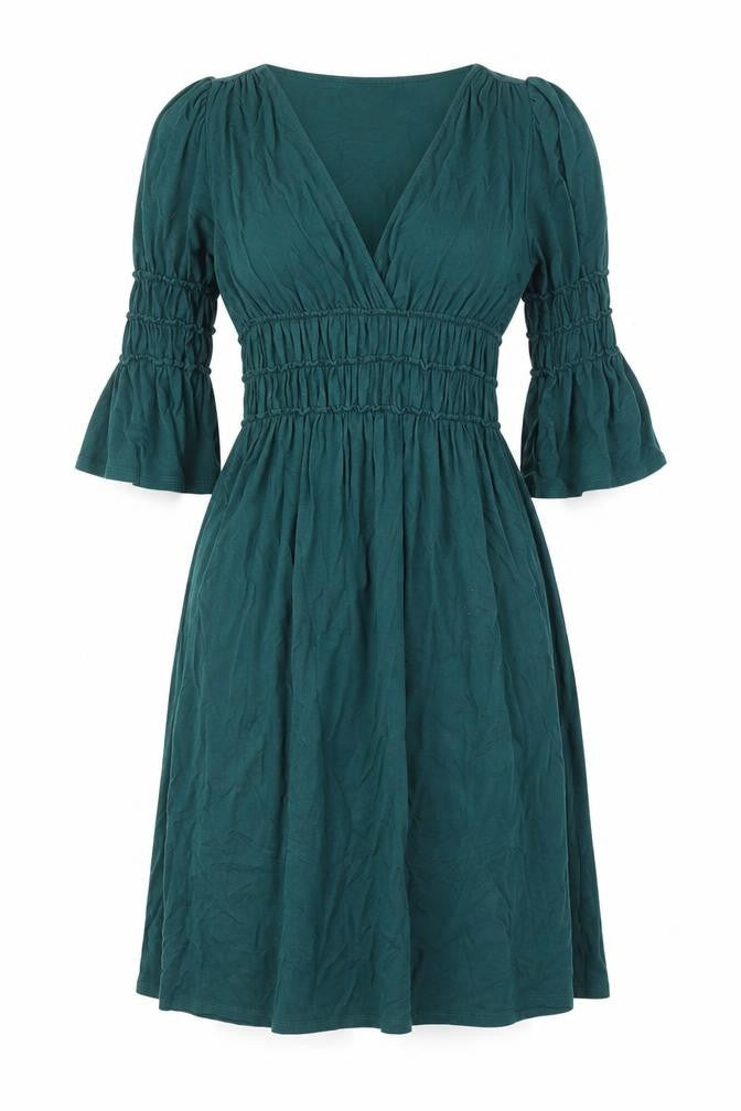 Studio M Women's Green Knee Length Fit & Flare Dress