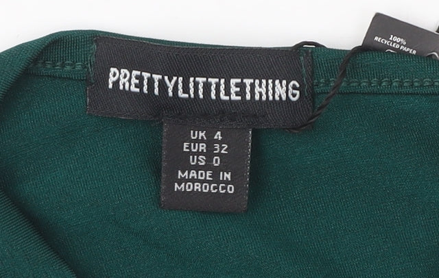 PrettyLittleThing Women’s Green Ruched Asymmetrical Dress