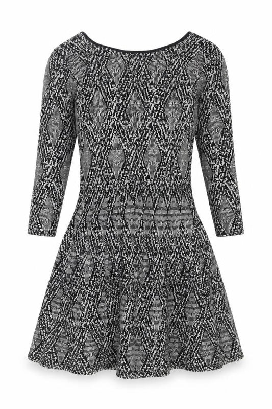 Front view of Zara Woman Fit & Flare Geometric Dress, size S