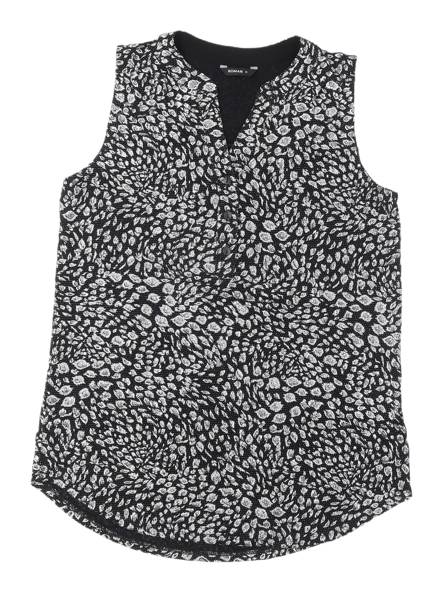 Womens UK Size 10 Roman Black Basic Blouse