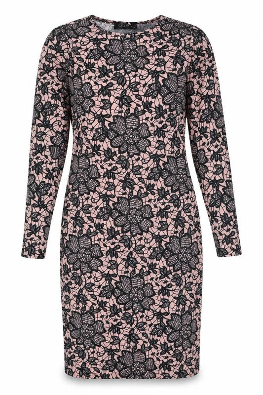 Front view of Club L Women's Pink Floral Bodycon Dress, size 16
