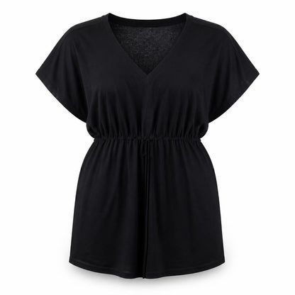 New Look Women's Black Short Sleeve V-Neck Dress M