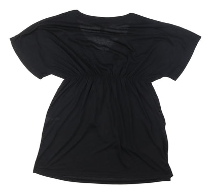 New Look Women's Black Short Sleeve V-Neck Dress M
