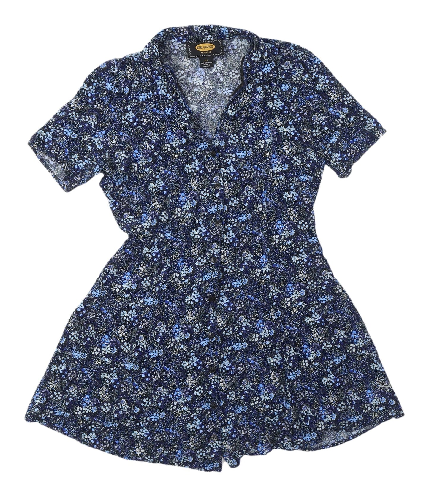 Urban Outfitters Blue Floral V-Neck Dress, Size S