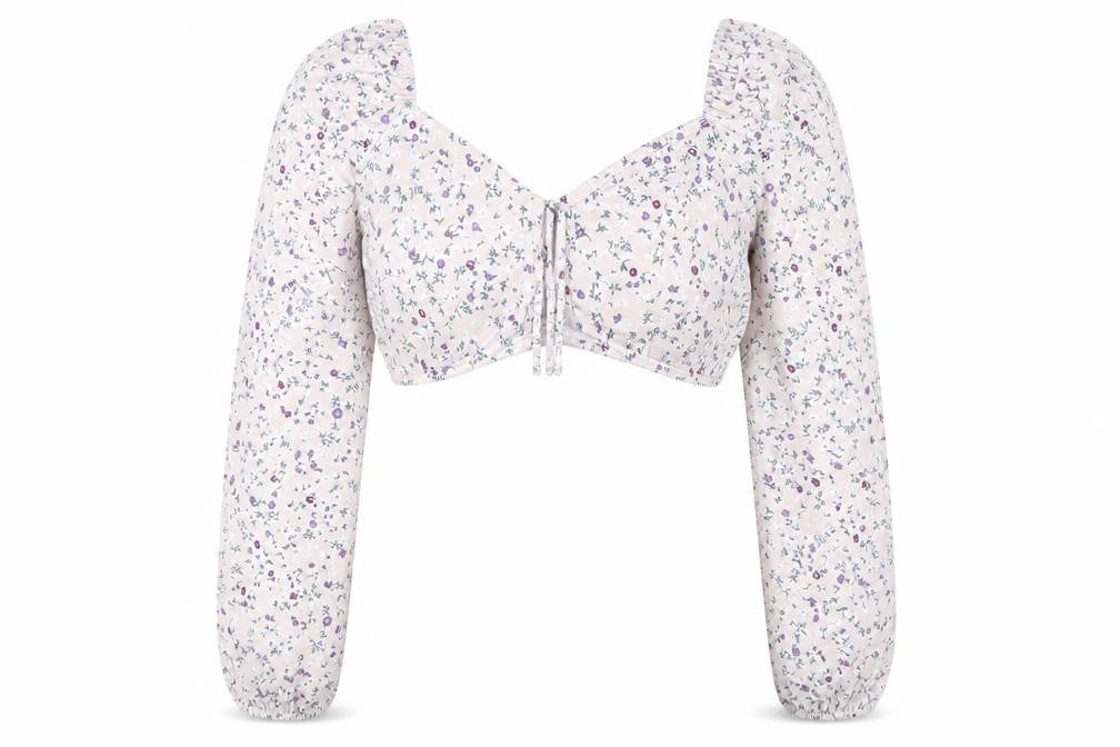 Womens UK Size 14 PRETTYLITTLETHING Multicoloured Cropped Blouse