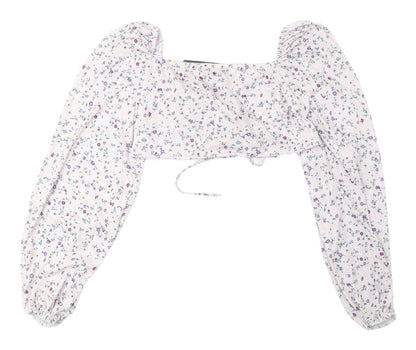 Womens UK Size 14 PRETTYLITTLETHING Multicoloured Cropped Blouse