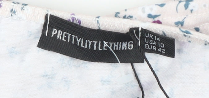 Womens UK Size 14 PRETTYLITTLETHING Multicoloured Cropped Blouse