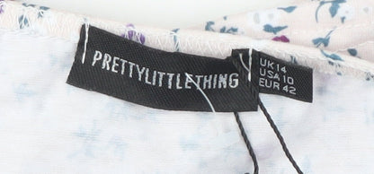 Womens UK Size 14 PRETTYLITTLETHING Multicoloured Cropped Blouse