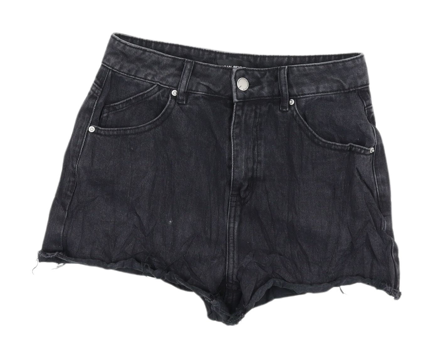 Urban Revivo Black High-Waisted Cut-Off Denim Shorts