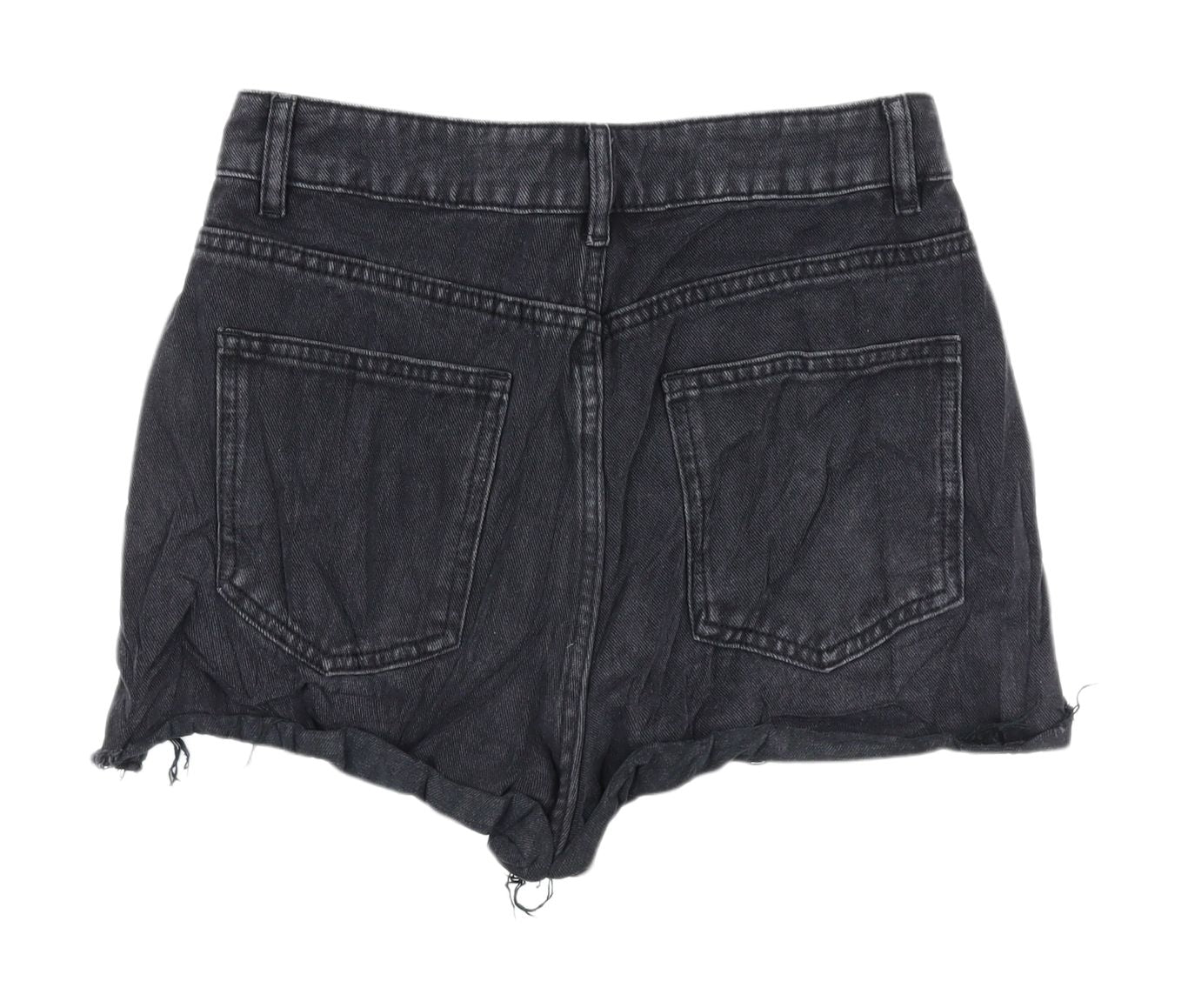 Urban Revivo Black High-Waisted Cut-Off Denim Shorts