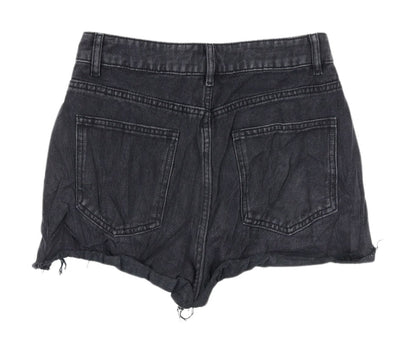 Urban Revivo Black High-Waisted Cut-Off Denim Shorts