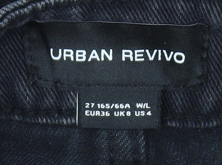 Urban Revivo Black High-Waisted Cut-Off Denim Shorts