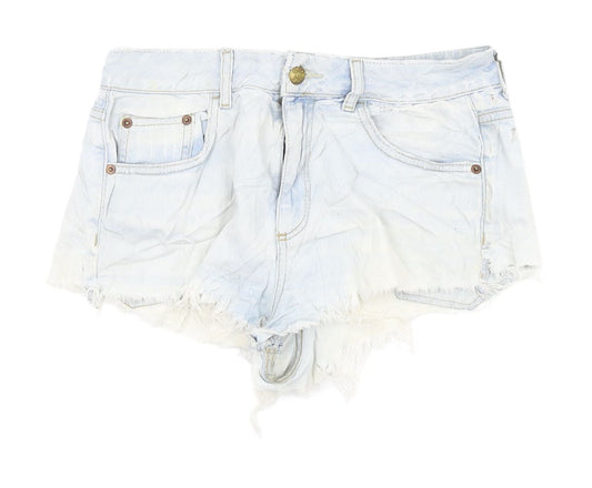 Topshop Women's Blue Cut-Off Denim Shorts, Size 10